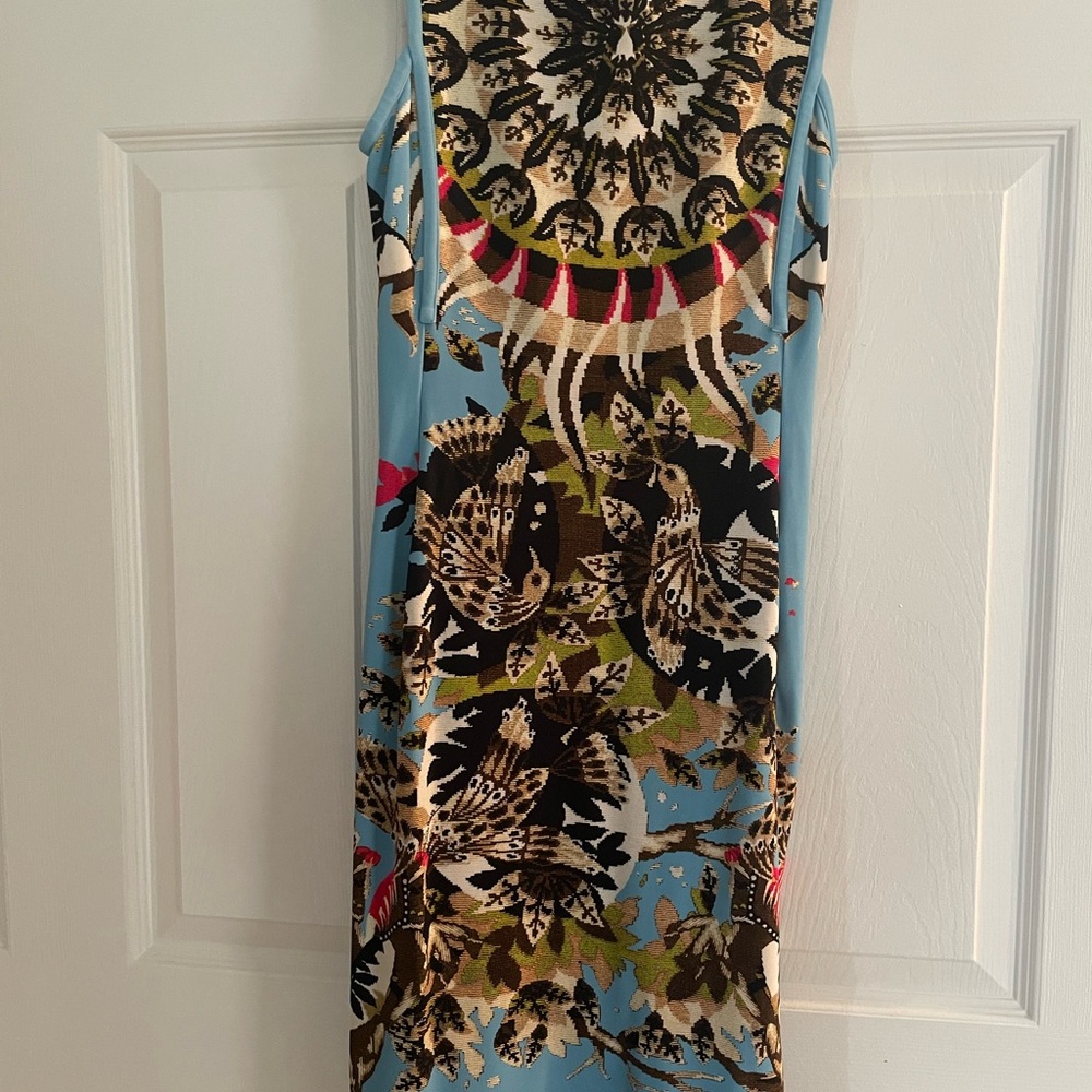 Roberto Cavalli Blue and Black Floral Midi Dress